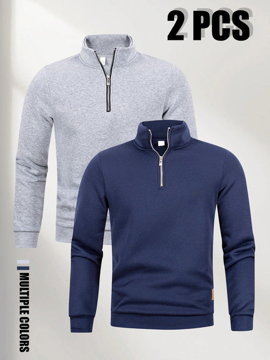 2 - Piece Men’s Half - Zip Sweatshirt & Pants Set – Autumn Outdoor Wear - 4USelects
