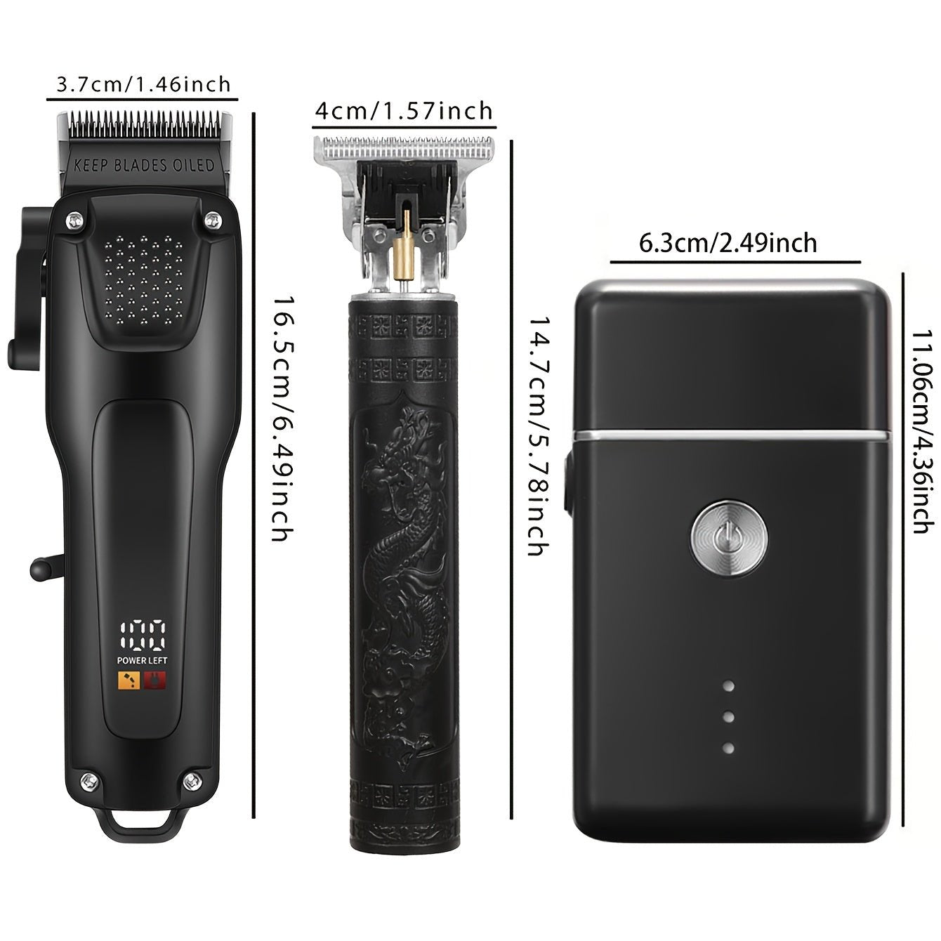 3pcs Men'S Professional Hair & Beard Grooming Kit - 4USelects
