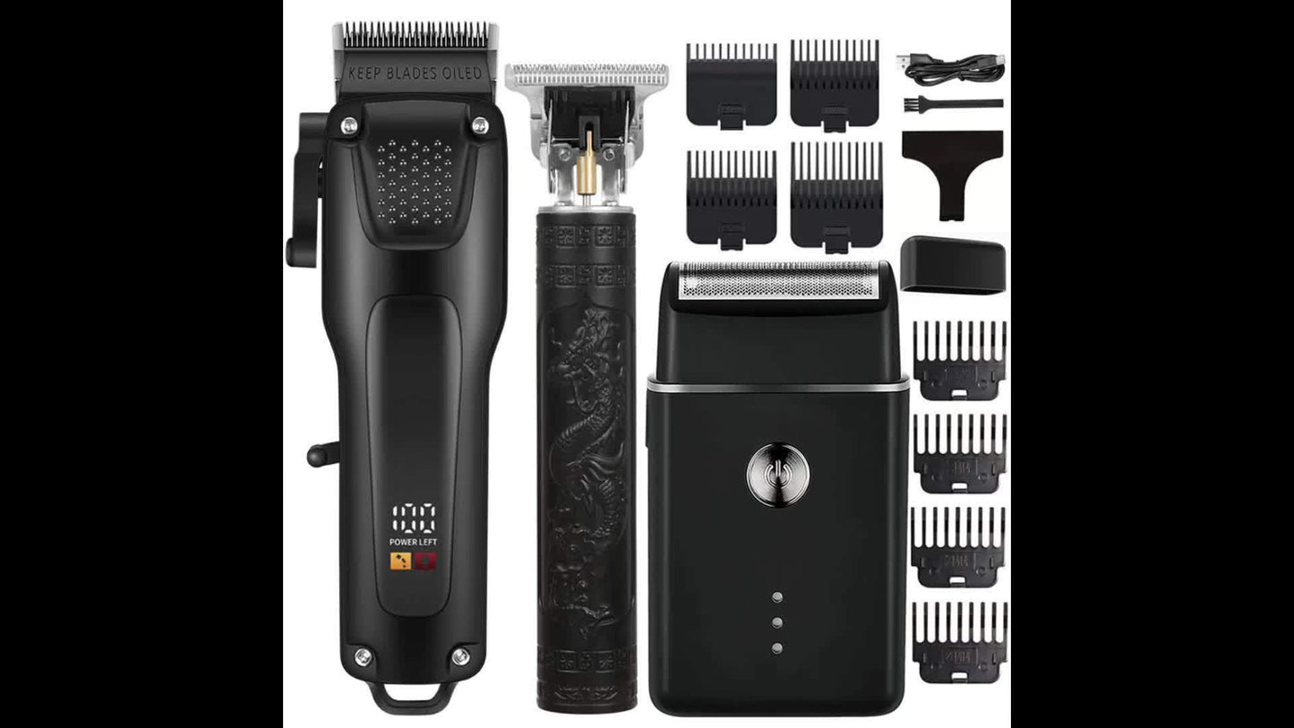 3pcs Men'S Professional Hair & Beard Grooming Kit - 4USelects