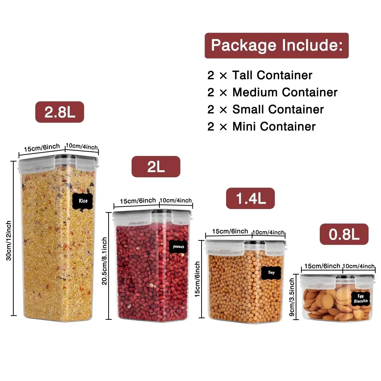 Airtight Food Storage Container Set - 5 Piece Kitchen Organizer - 4USelects