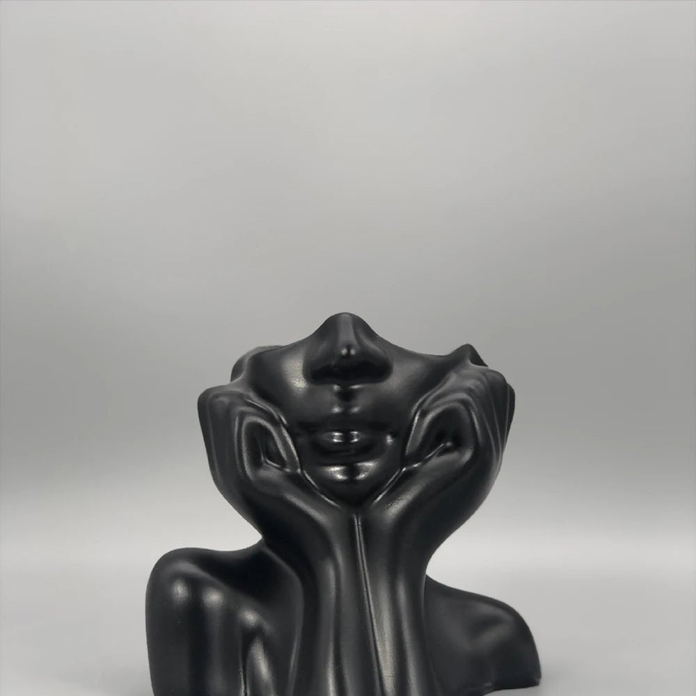 Artistic Resin Vase - Gold, White, Black Human Form - 4USelects