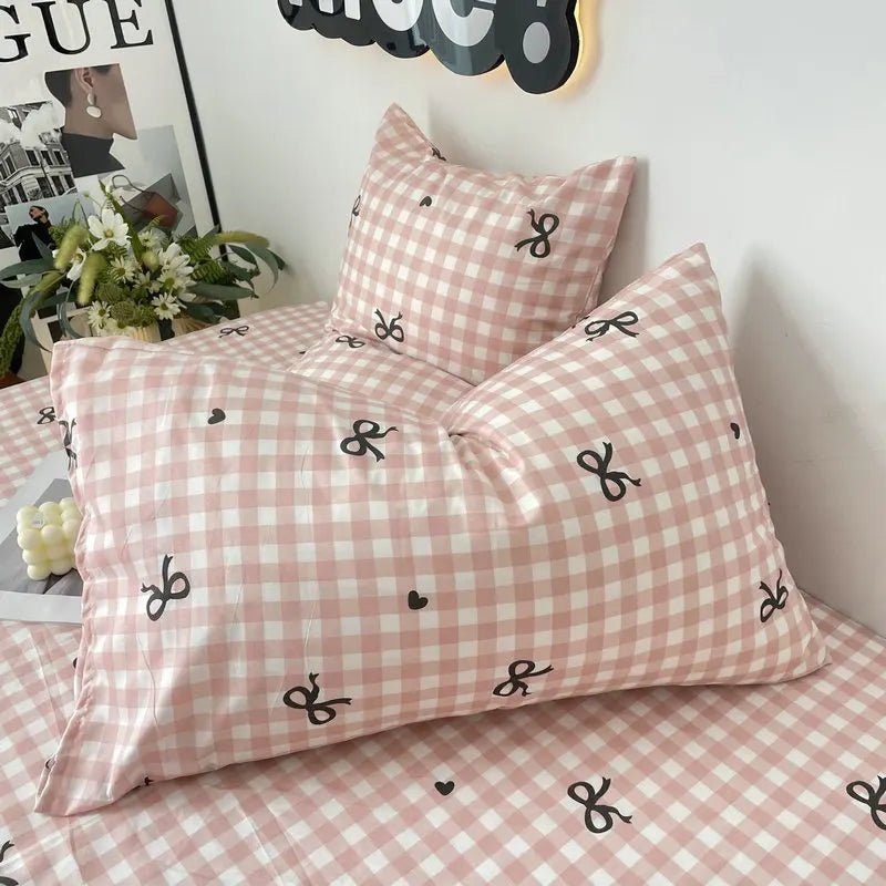 Chic Plaid Bow Knot Pillowcase for Stylish Bedrooms - 4USelects