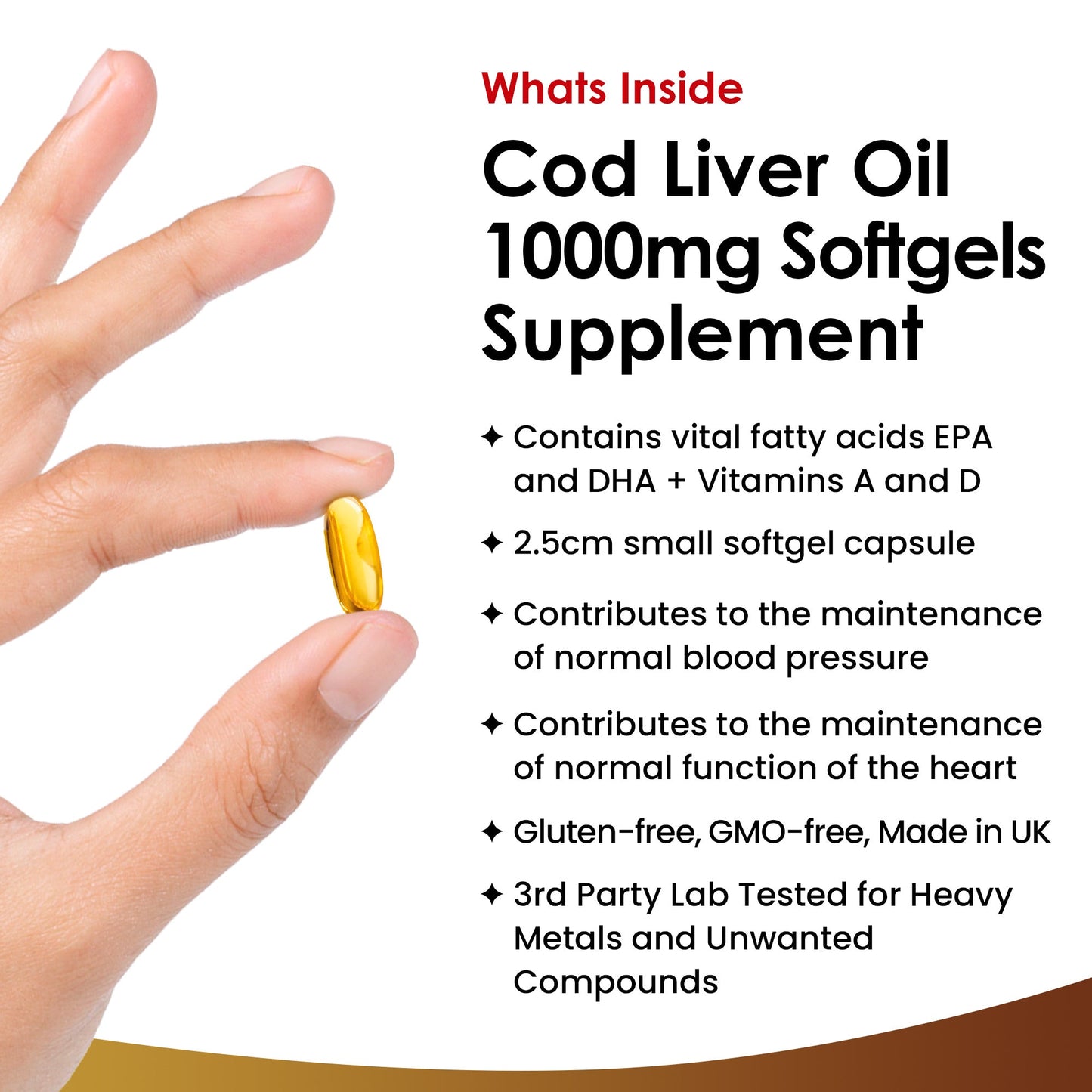 Cod Liver Oil 1000mg Capsules – High Strength Omega - 3 & Vitamins A+D - 4USelects