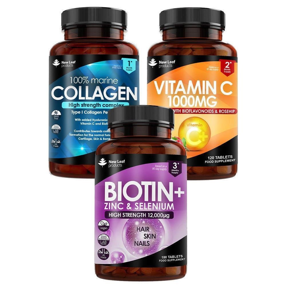 Collagen, Biotin, Vitamin C Tablets Healthcare Supplement for Women and Men - 4USelects
