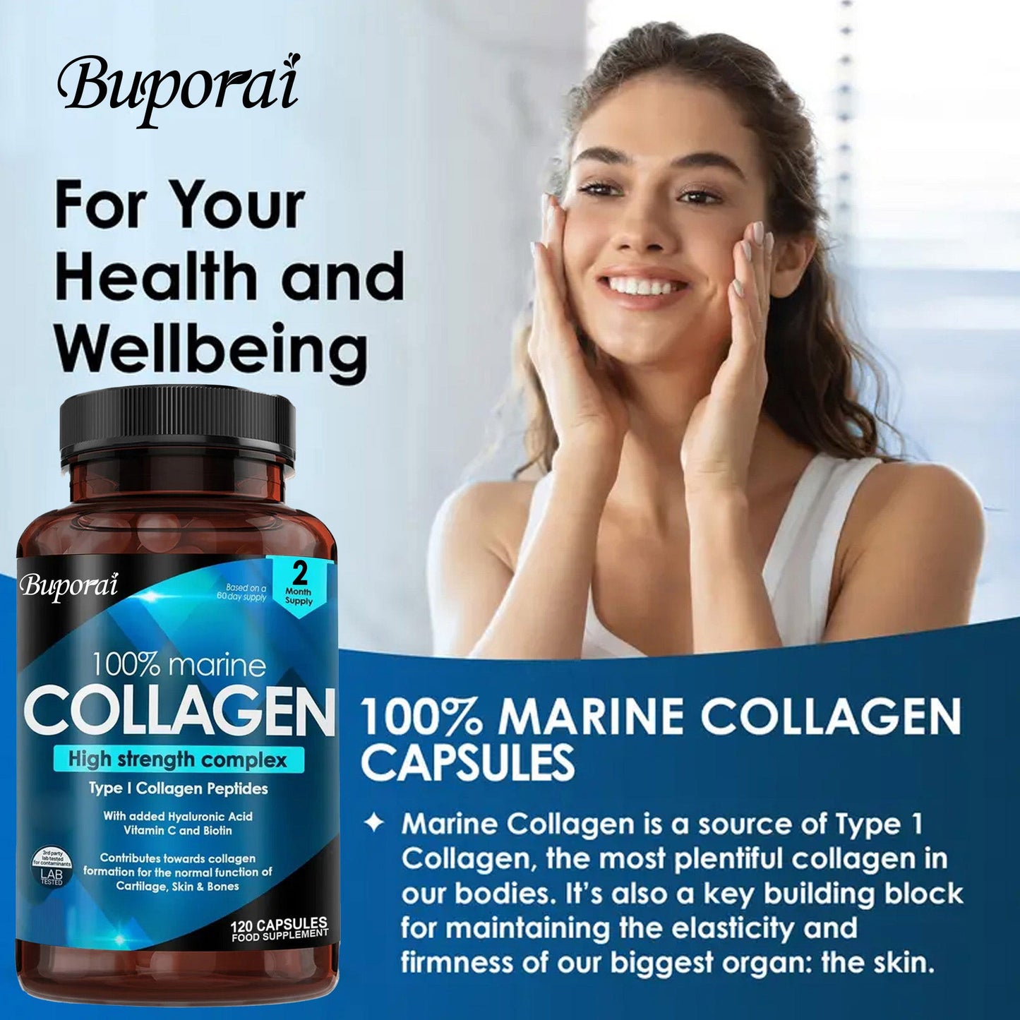 Collagen Capsules for Skin Hair Nails (2 Bottles) - 4USelects