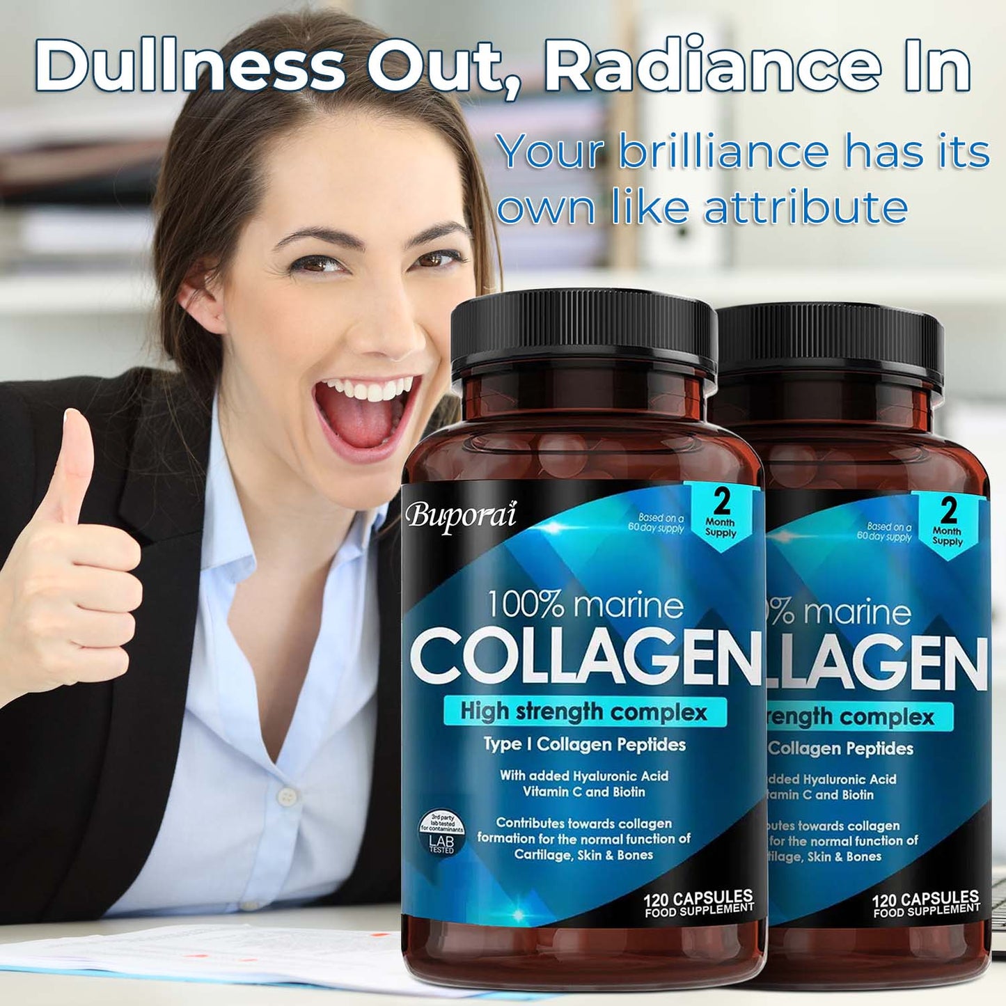 Collagen Capsules for Skin Hair Nails (2 Bottles) - 4USelects