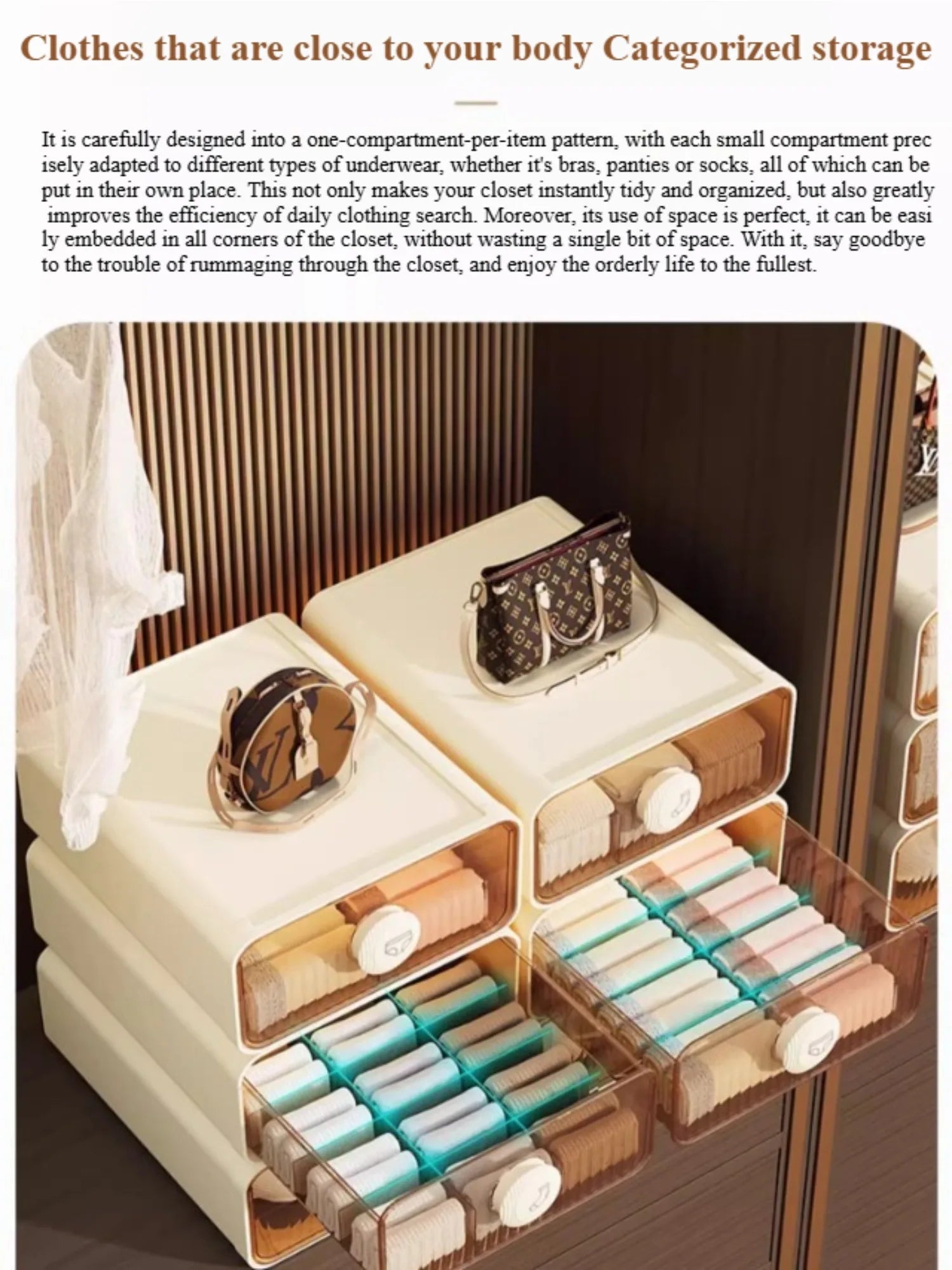 Expandable Dustproof Underwear Organizer with Dividers - 4USelects