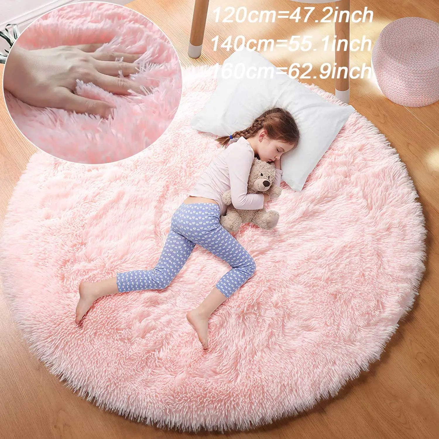 Fluffy Round Rug - Soft Plush Carpet for Kids Room - 4USelects