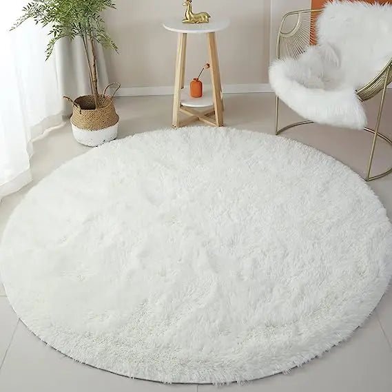 Fluffy Round Rug - Soft Plush Carpet for Kids Room - 4USelects