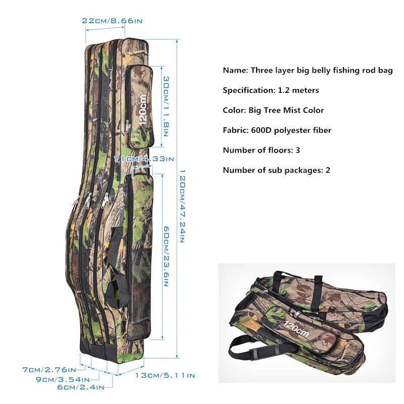 Foldable 3 - Layer Fishing Rod Bag - Outdoor Storage Essential - 4USelects
