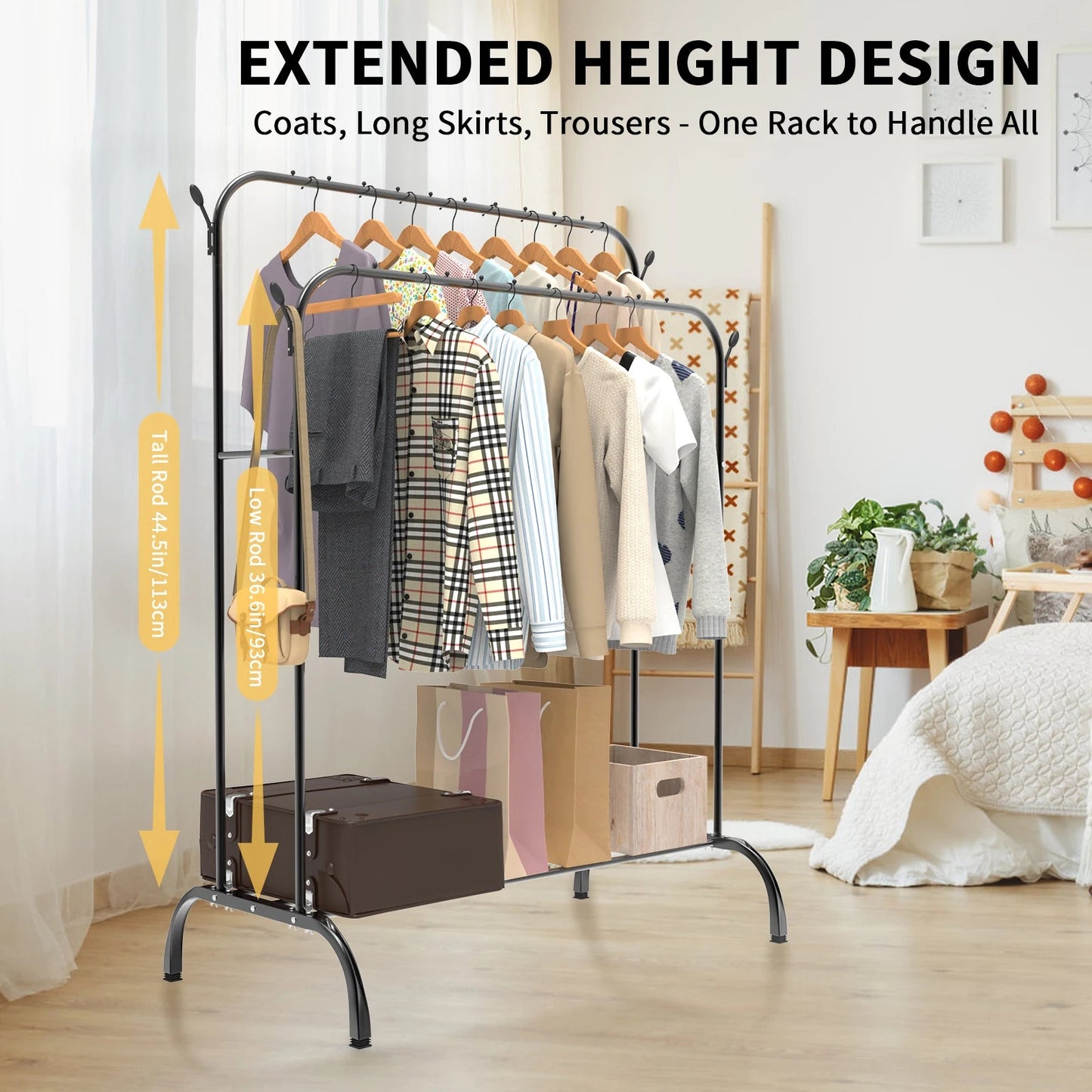 Freestanding Metal Clothes Rail with 8 Hooks - 4USelects