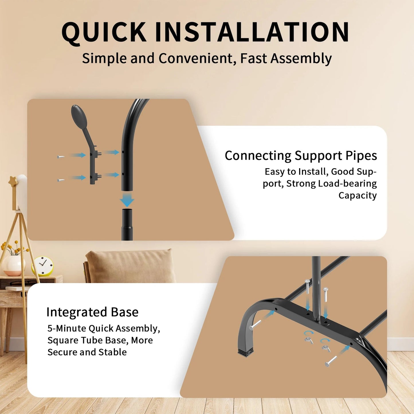 Freestanding Metal Clothes Rail with 8 Hooks - 4USelects