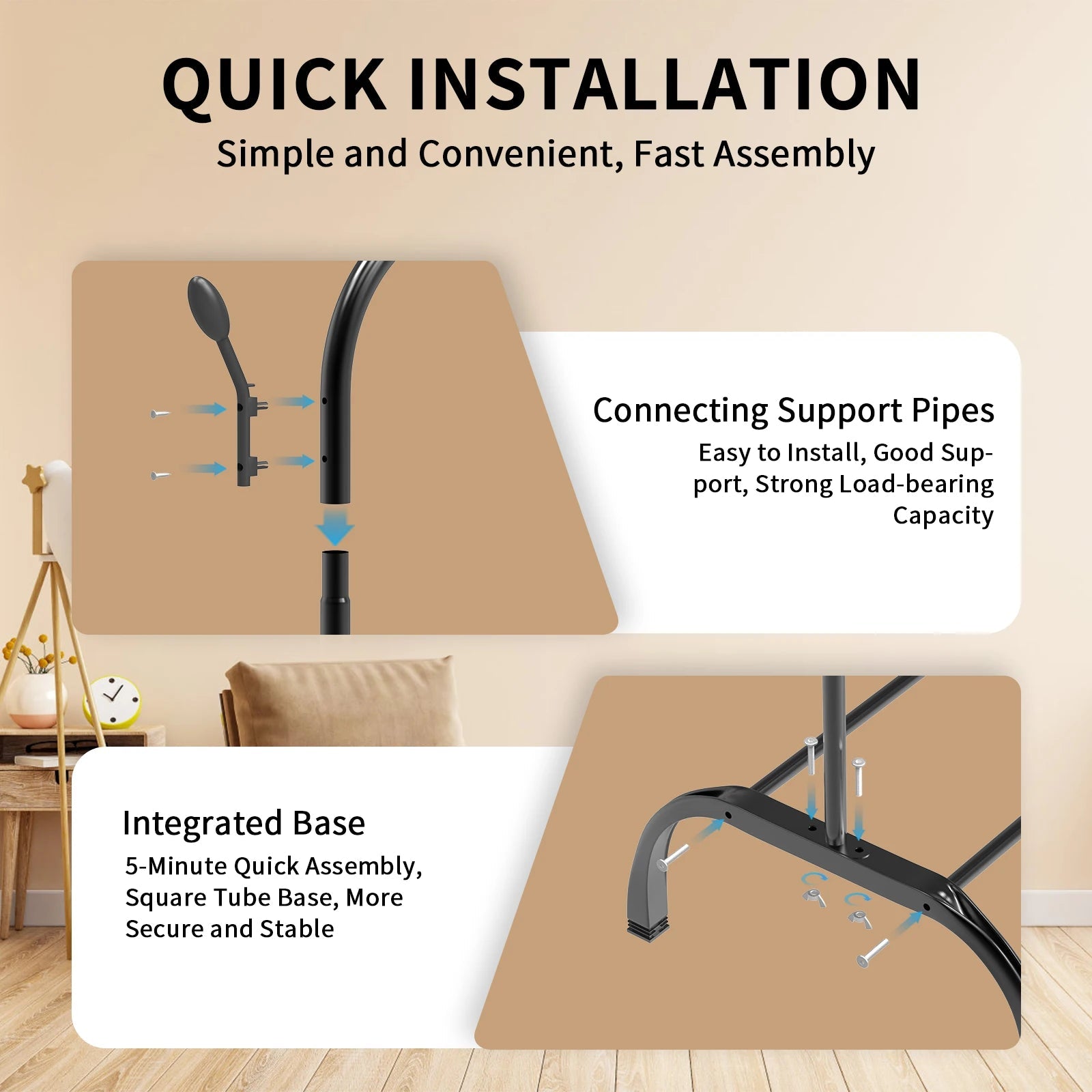 Freestanding Metal Clothes Rail with 8 Hooks - 4USelects