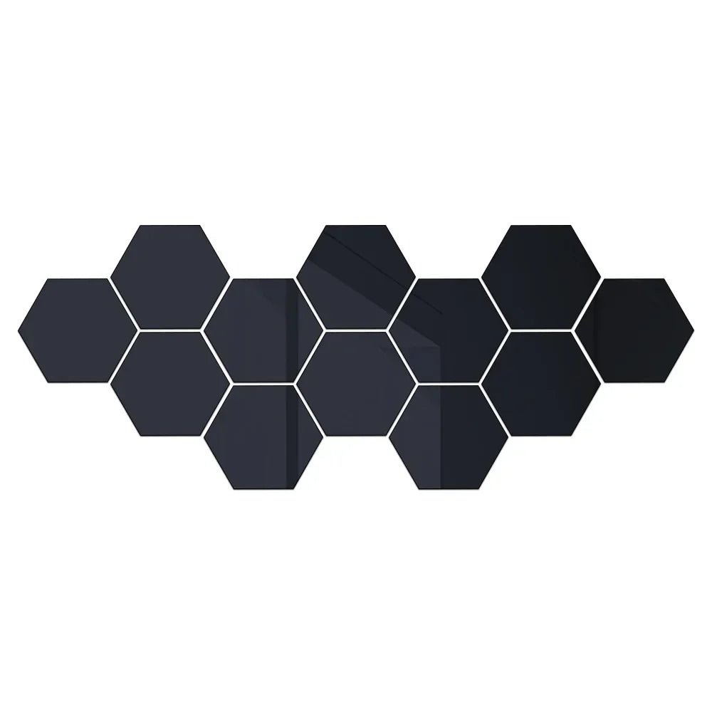 Hexagonal Acrylic Mirror Wall Stickers - 12Pcs Set - 4USelects