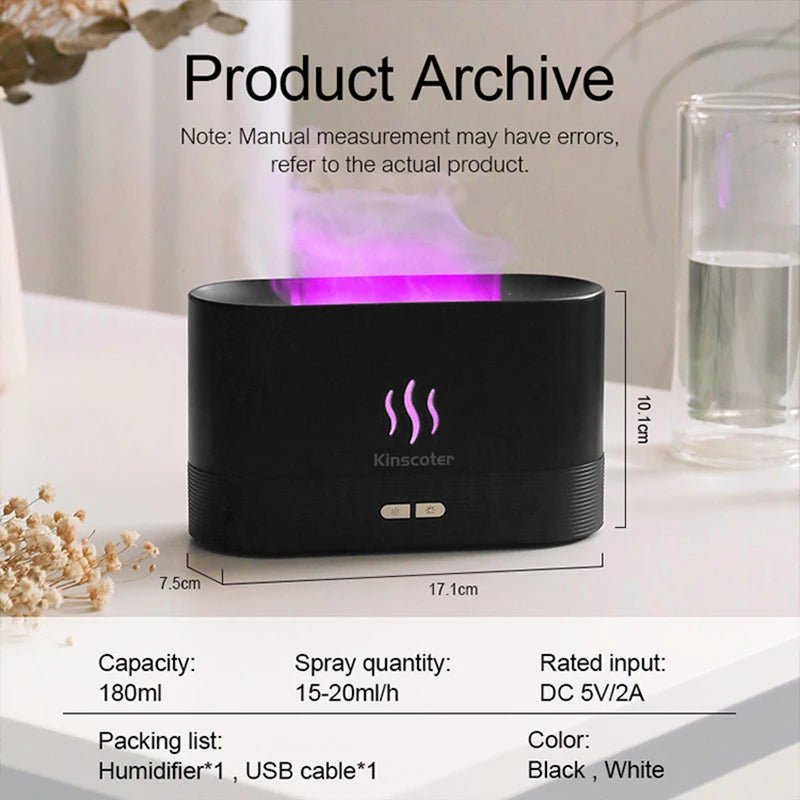 Kinscoter Ultrasonic Flame Aroma Diffuser & Humidifier - 4USelects