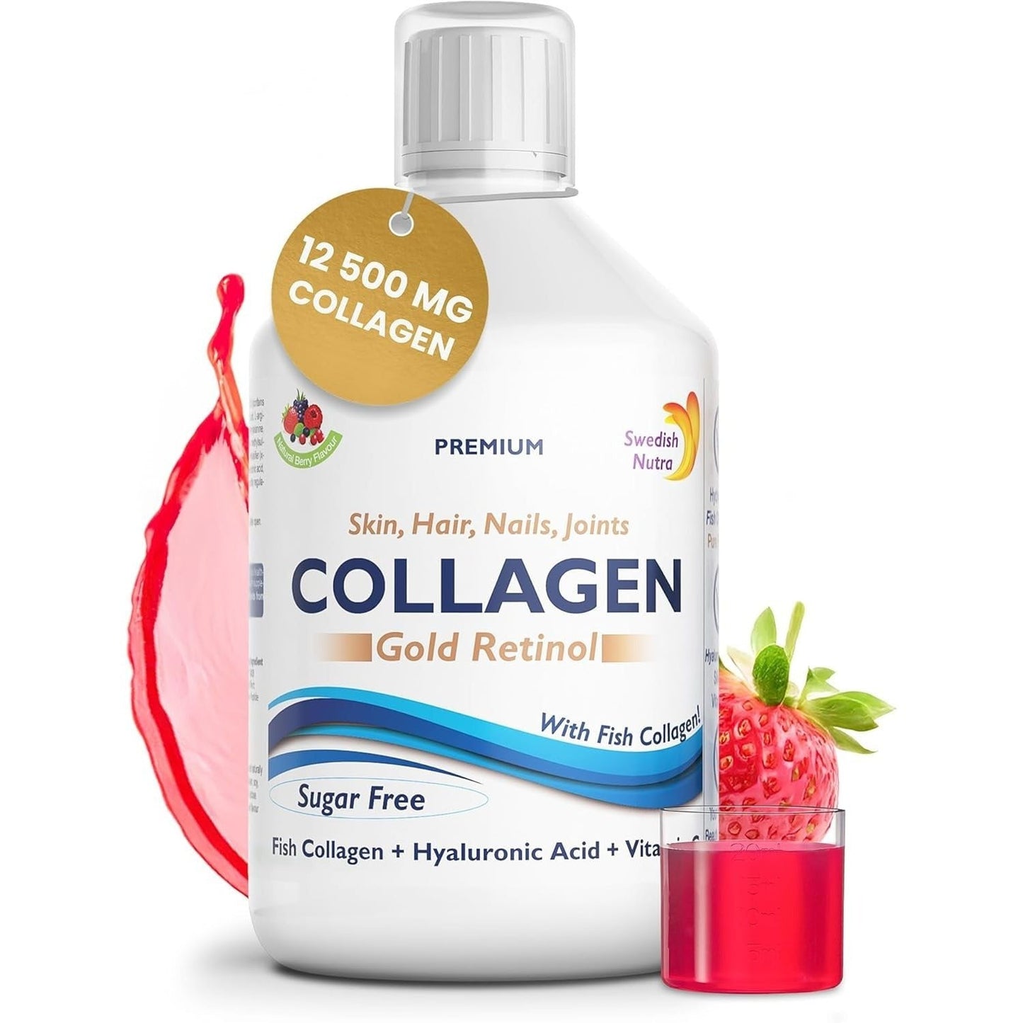 Liquid Marine Collagen 12 500 mg + Gold Retinol – Swedish Nutra 500 ml - 4USelects