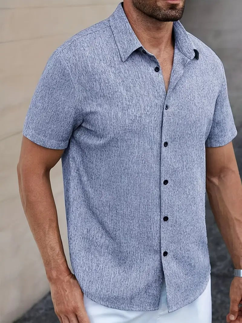 Men’s 100% Linen Short Sleeve Sports Shirt - 4USelects