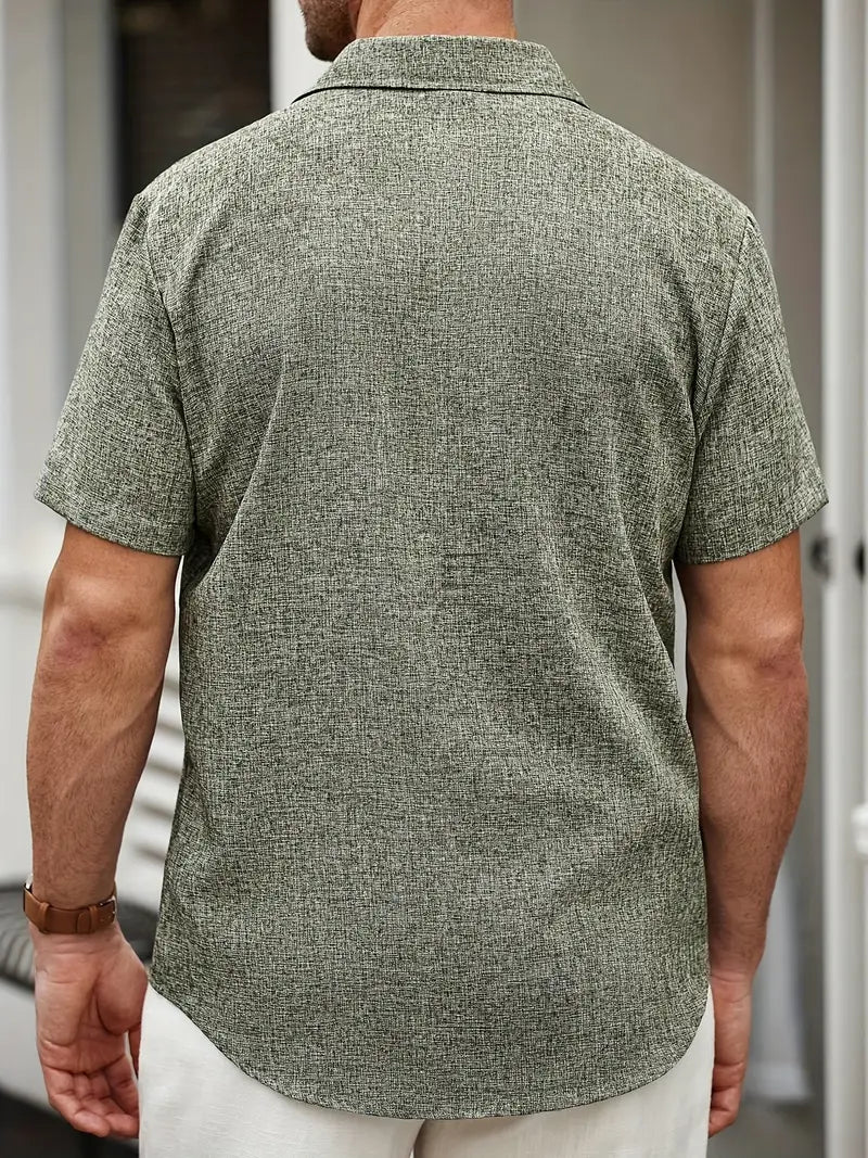 Men’s 100% Linen Short Sleeve Sports Shirt - 4USelects