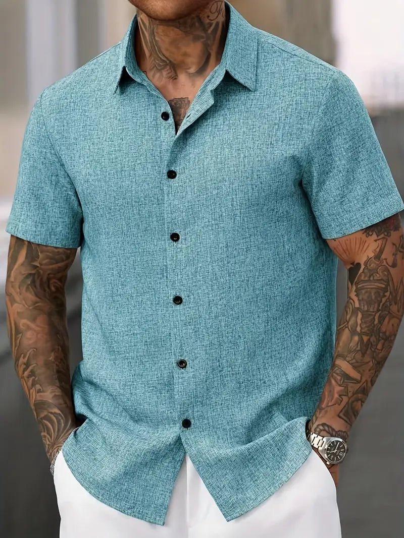 Men’s 100% Linen Short Sleeve Sports Shirt - 4USelects