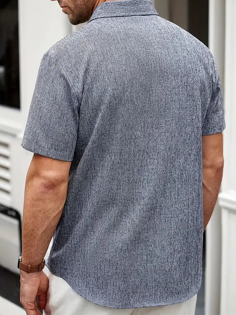 Men’s 100% Linen Short Sleeve Sports Shirt - 4USelects