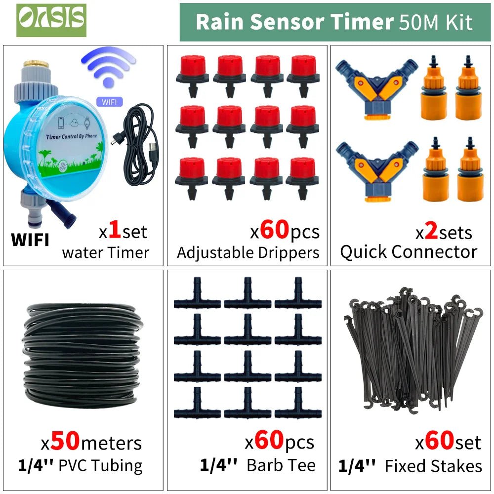 OASIS Adjustable Drip Irrigation System - Effortless Garden Care - 4USelects