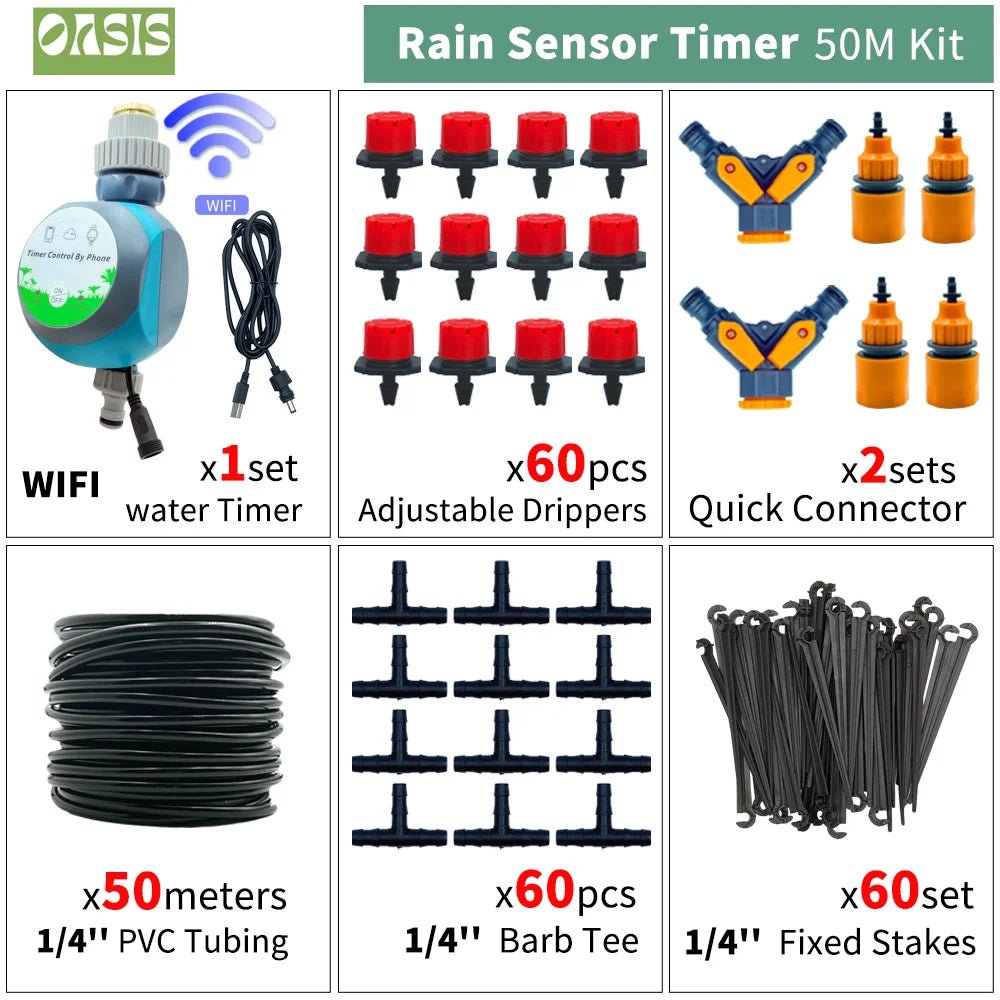OASIS Adjustable Drip Irrigation System - Effortless Garden Care - 4USelects