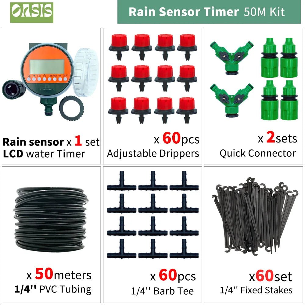 OASIS Adjustable Drip Irrigation System - Effortless Garden Care - 4USelects