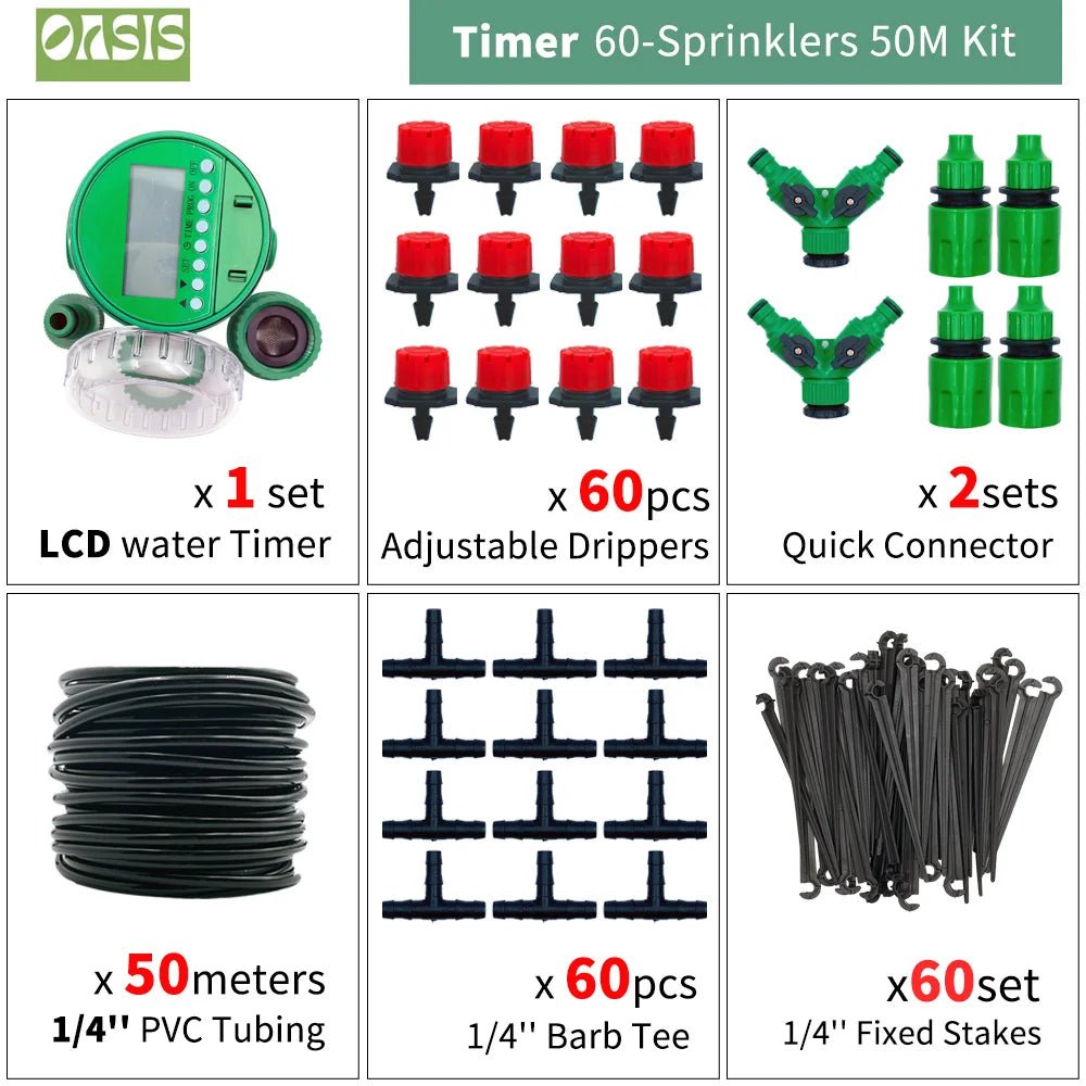 OASIS Adjustable Drip Irrigation System - Effortless Garden Care - 4USelects