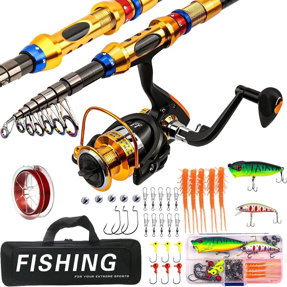 Premium Carbon Fiber Telescopic Fishing Rod Kit - 4USelects