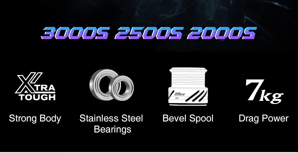 TSURINOYA HAWK Shallow Spool Spinning Reel 7kg Drag - 4USelects