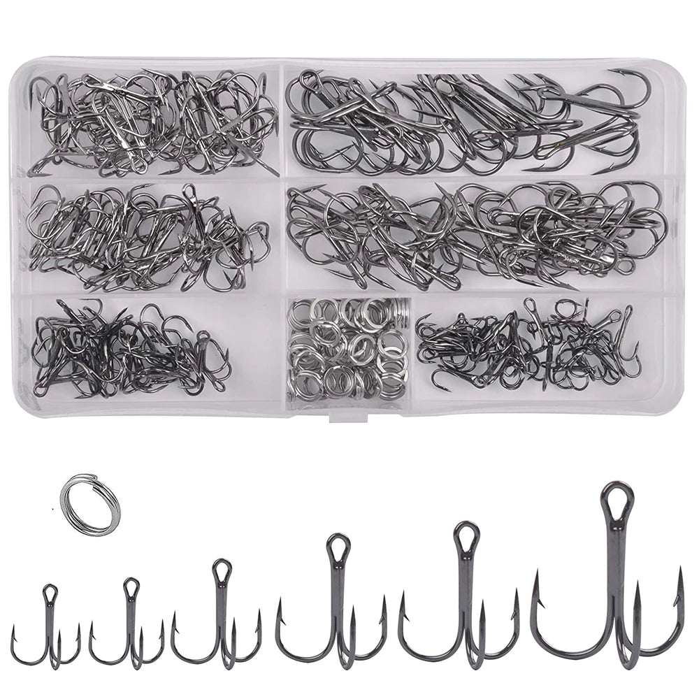 Ultimate Treble Fishing Hooks Set - 180pcs with Split Rings - 4USelects