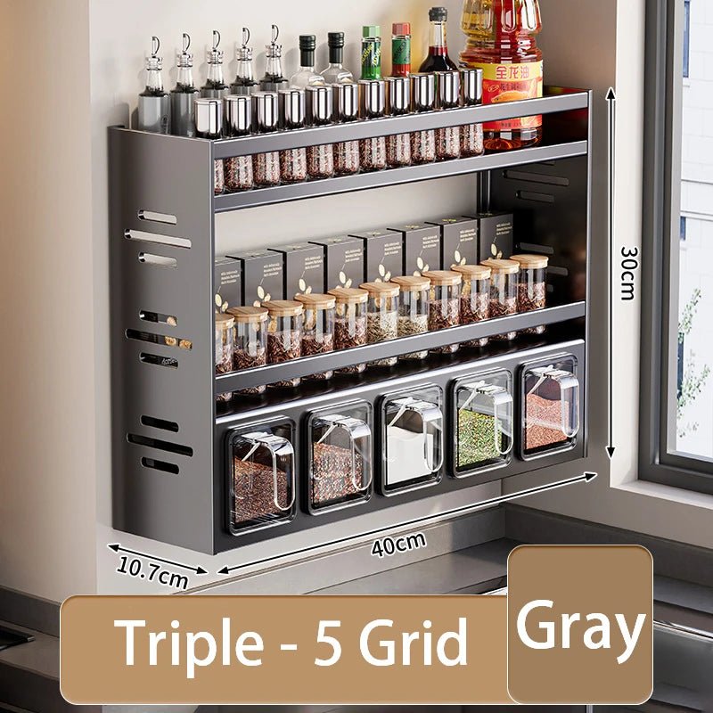 Wall - Mounted Spice Rack - Multifunctional Kitchen Organizer - 4USelects