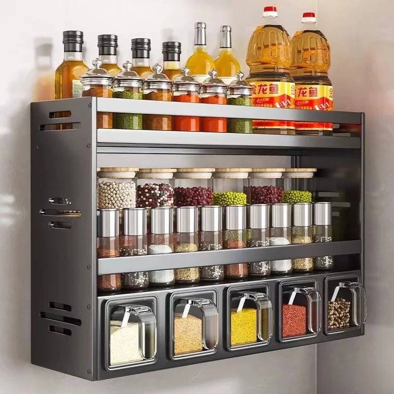 Wall - Mounted Spice Rack - Multifunctional Kitchen Organizer - 4USelects