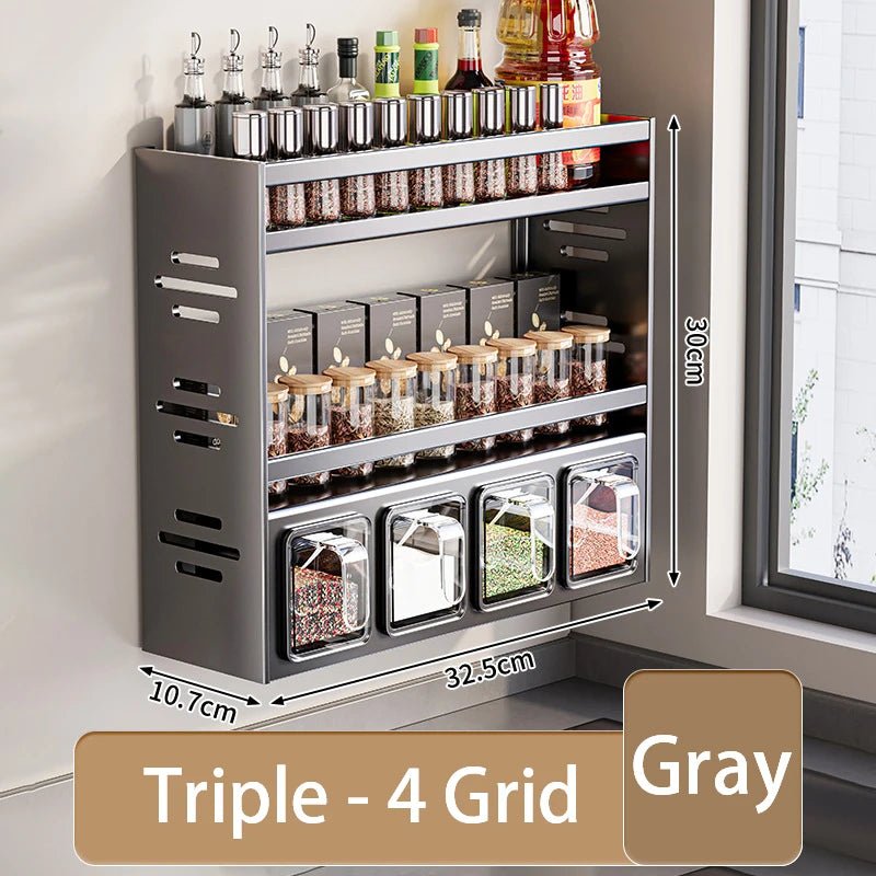 Wall - Mounted Spice Rack - Multifunctional Kitchen Organizer - 4USelects