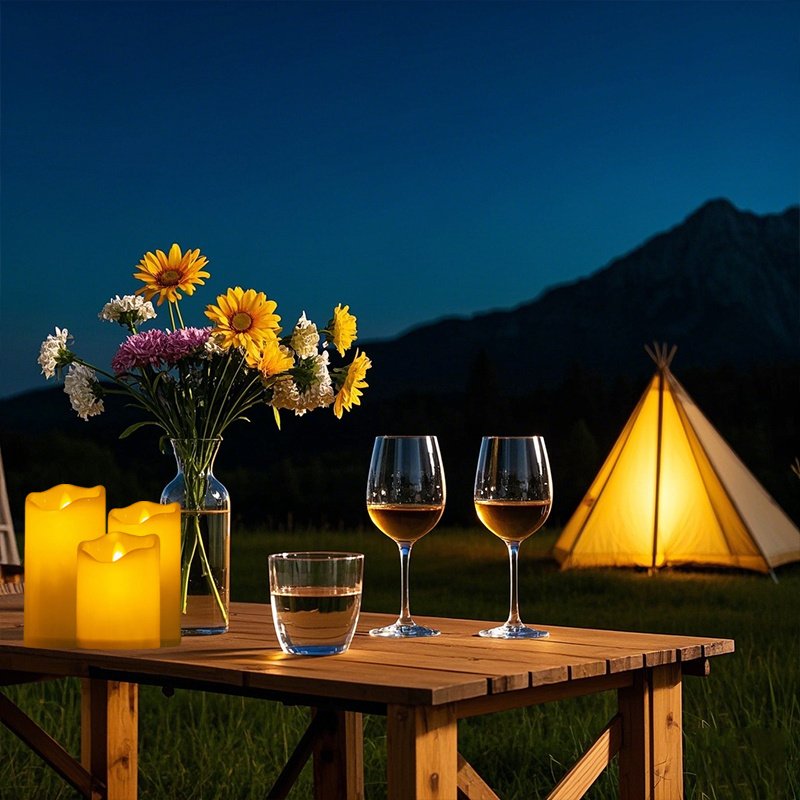 Velas LED sin Llama Marfil Efecto Llama Real vista del conjunto completo de piezas