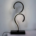 Lámpara de Mesa LED Espiral Signo Interrogación vista lateral que muestra el perfil completo