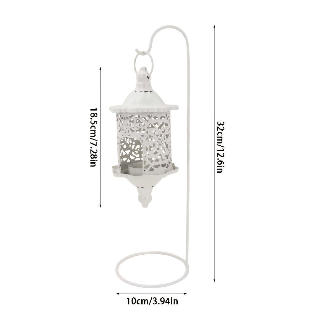 Portavelas Farol Vintage Calado para Velas de Té detalle del asa y el soporte