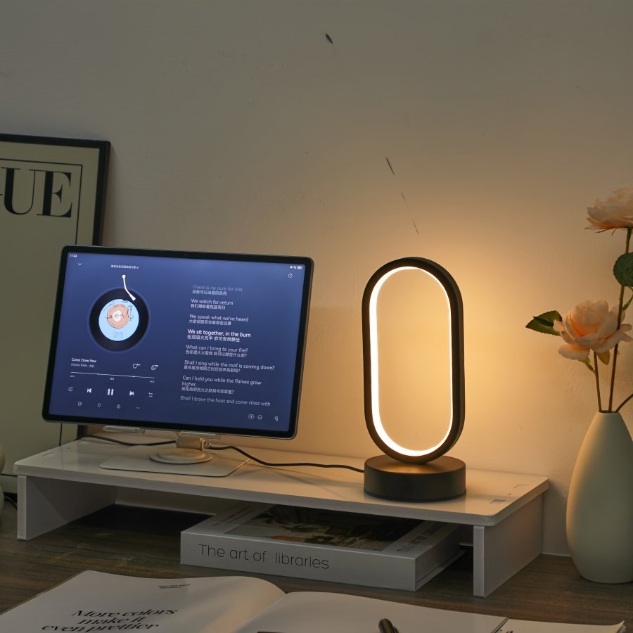 Mini Lámpara de Mesa LED USB Regulable 3 Colores detalle del acabado y la estructura de metal