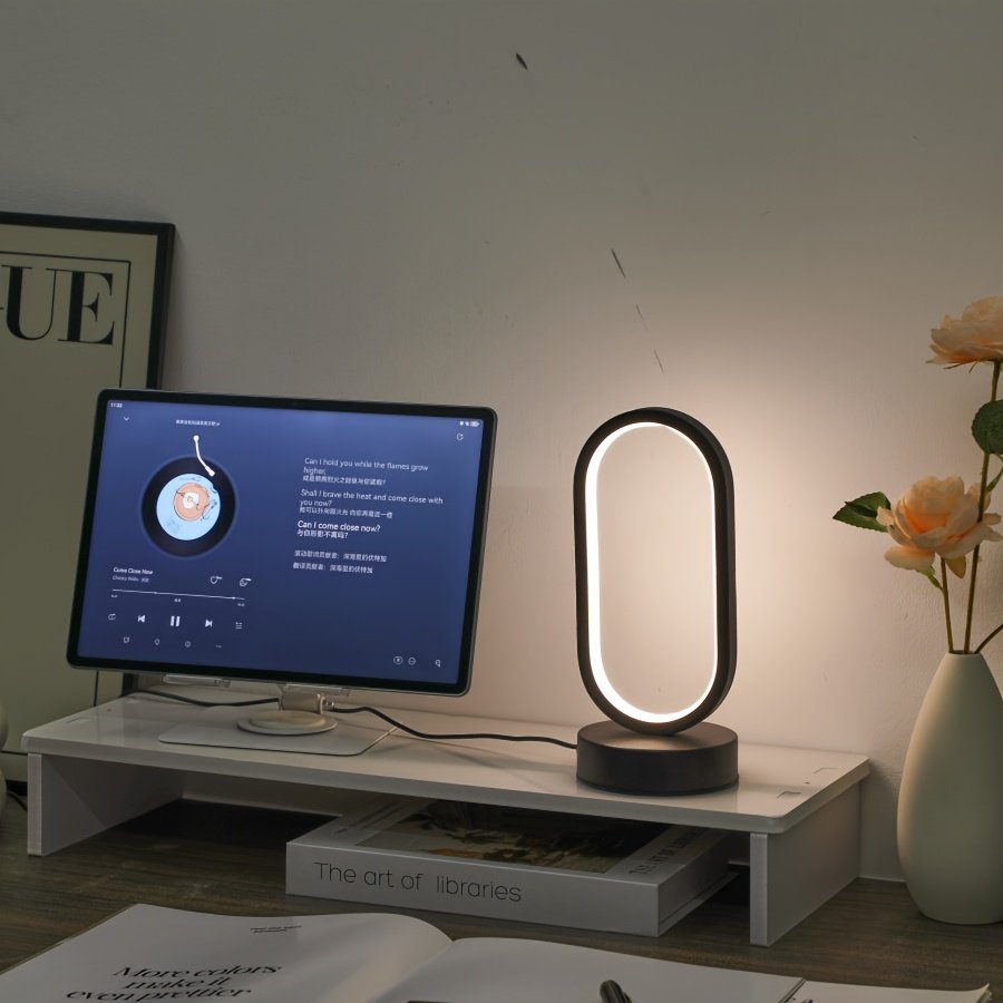 Mini Lámpara de Mesa LED USB Regulable 3 Colores vista lateral que muestra el perfil completo