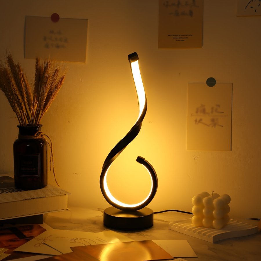 Lámpara de Escritorio LED de Hierro Minimalista apagada sobre un buró junto a la cama