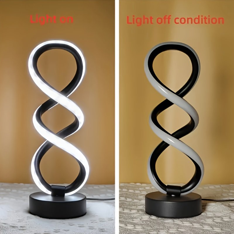 Lámpara de Escritorio LED Espiral Minimalista USB detalle del acabado y la estructura de metal