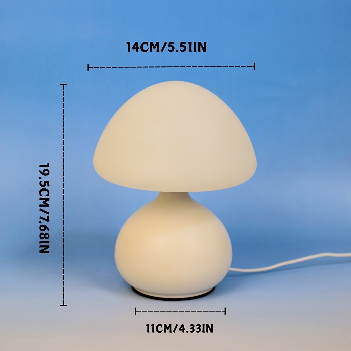 Lámpara de Mesa LED Hongo Tricolor USB apagada sobre un buró junto a la cama