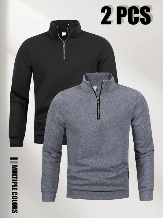 2 - Piece Men’s Half - Zip Sweatshirt & Pants Set – Autumn Outdoor Wear - 4USelects