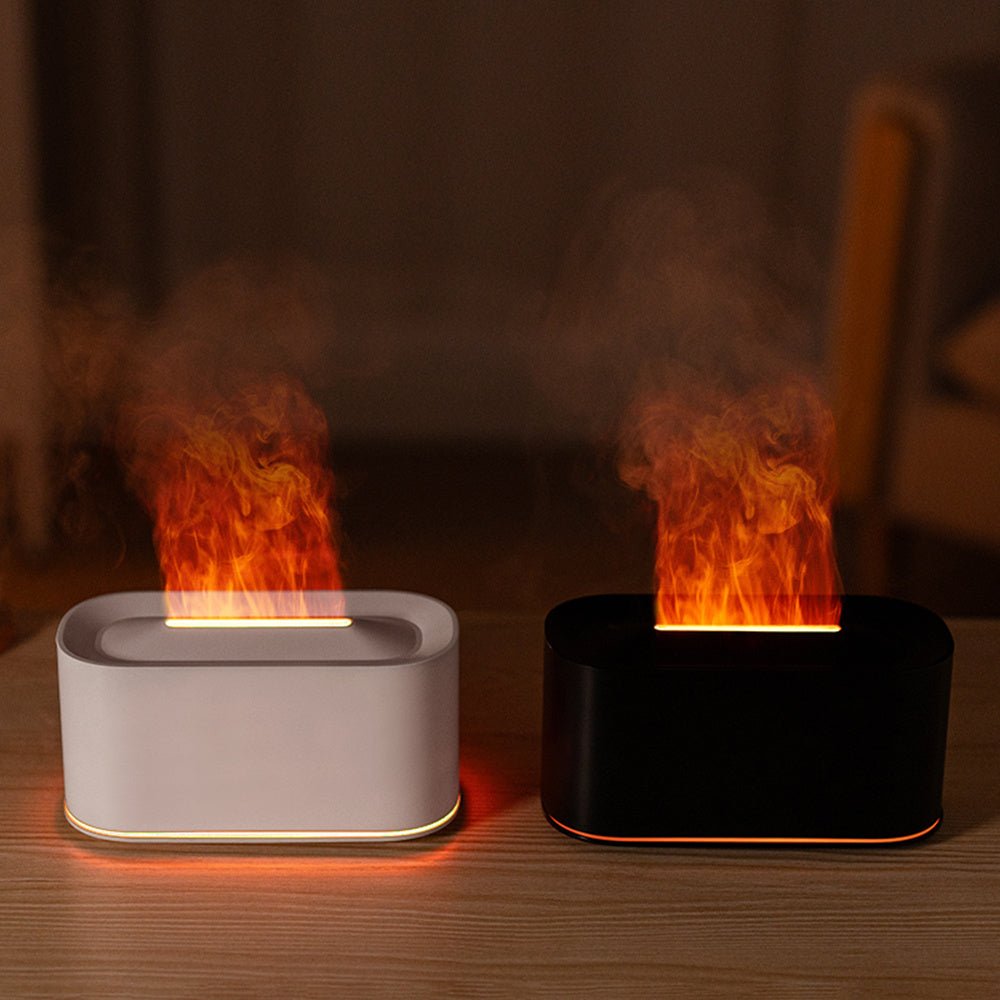 Flame effect cool mist humidifier 220ml USB powered aromatherapy diffuser for living room decor