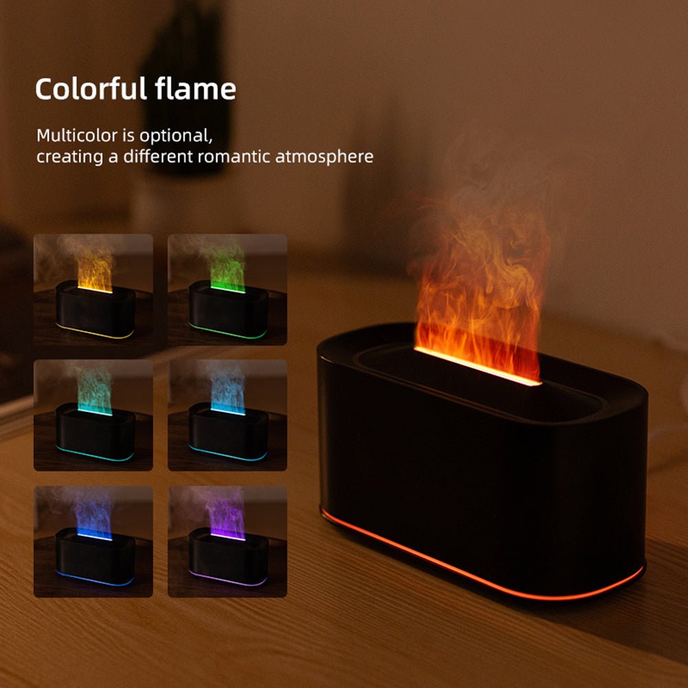 White wood grain 220ml essential oil diffuser with LED flame effect cool mist for home office