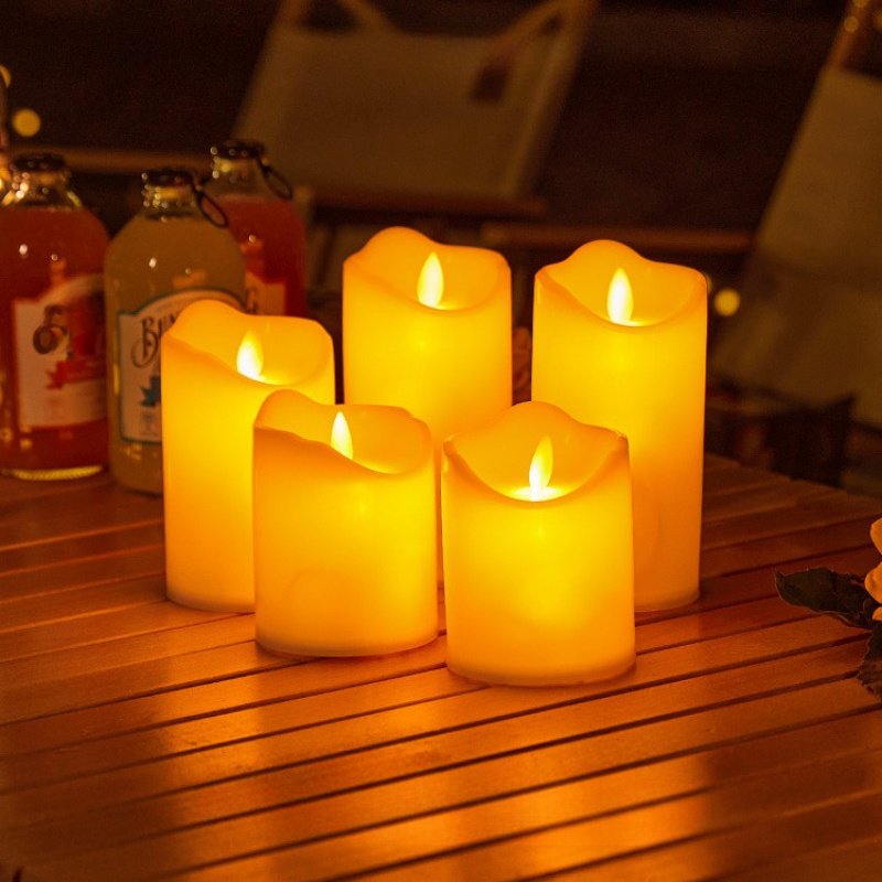 Velas LED sin Llama Marfil 3 Piezas Efecto Real detalle del efecto de llama realista