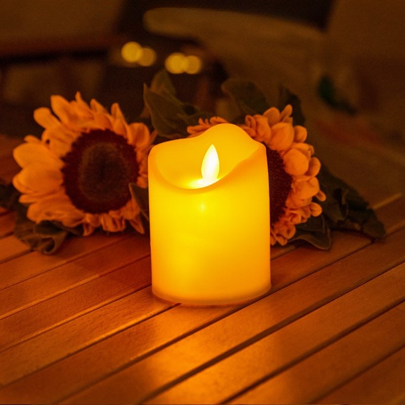 Velas LED sin Llama Marfil 3 Piezas Efecto Real vista del conjunto completo de piezas