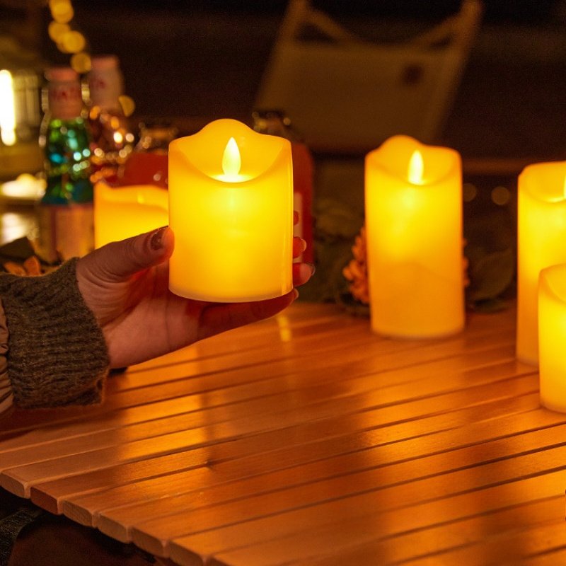 Velas LED sin Llama Marfil 3 Piezas Efecto Real apagadas mostrando el acabado tipo cera