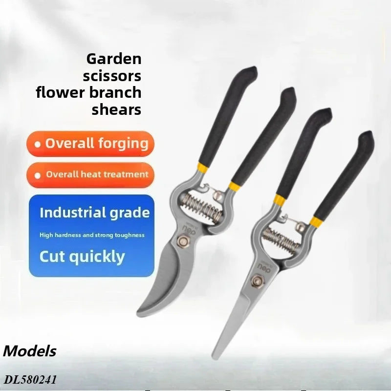 Deli 2 Pcs/set Garden Pruner Shears Bonsai Gardening Pruning Shears Curved and Straight Nose Scissors for The Garden Hand Tools