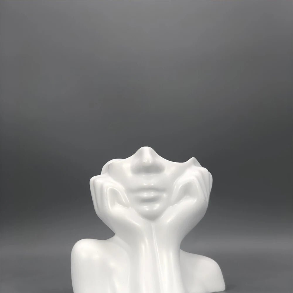 Artistic Resin Vase - Gold, White, Black Human Form - 4USelects